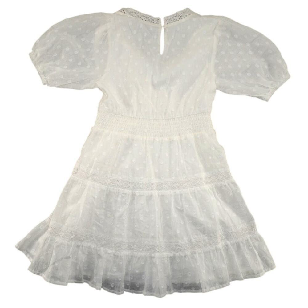 Aqua Girls Swiss Dot Lace Tiered White Dress Small NWT Bloomingdales Exclusive - Picture 8 of 8